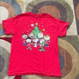 Unisex Peanuts Festive Red T-Shirt, Sz M